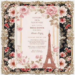 Invitation Traveling from Miss to Mrs Bridal Shower Paris