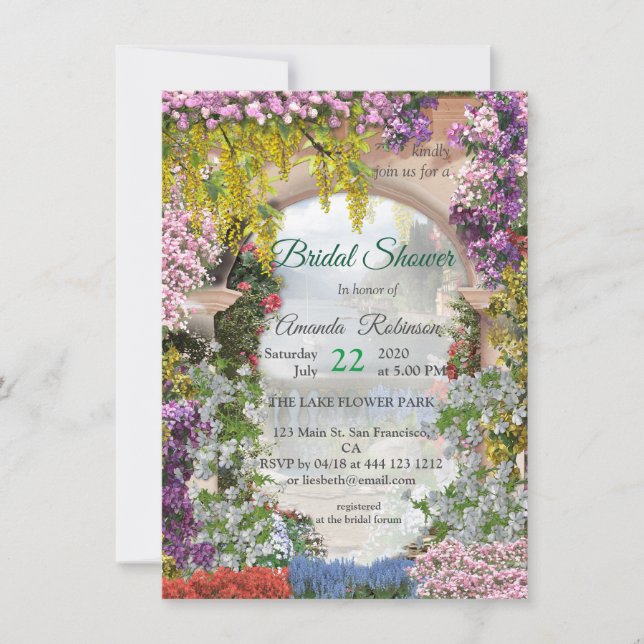 Invitation Traversée de fleurs sur une arcade au lac (Devant)