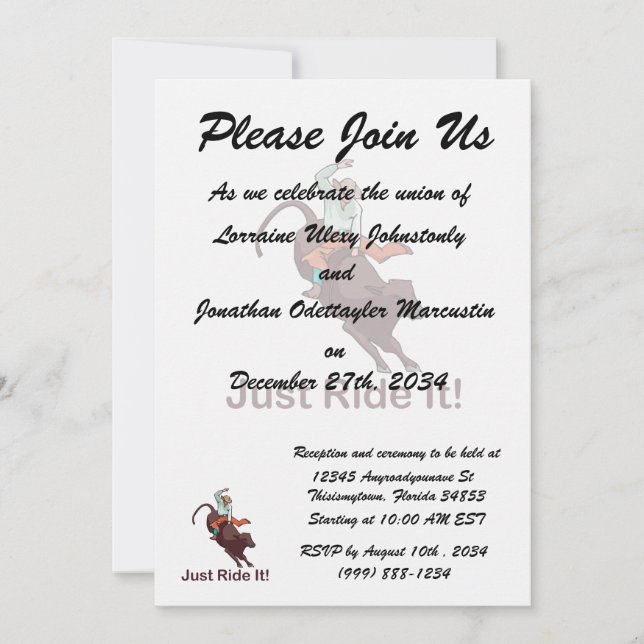 Invitation Traversez-le Cowboy et Bull (Devant)