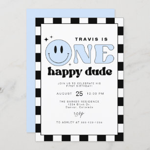 Invitation TRAVIS One Happy Dude Smile Face Premier anniversa