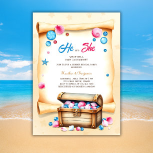 Invitation Treasure Chest Beach Theme Genre Revela Party