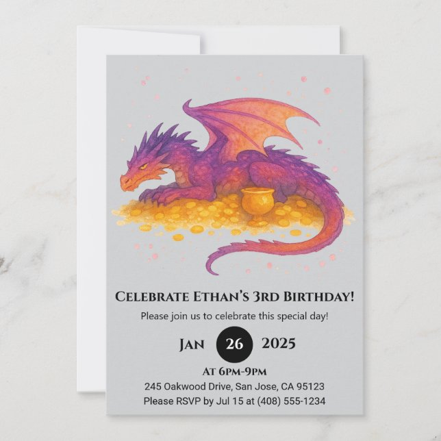 Invitation Treasure Guard Dragon Anniversaire (Devant)