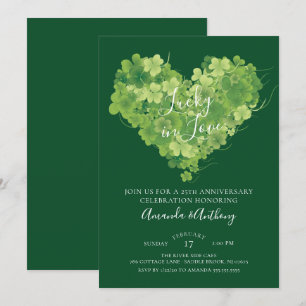 Invitation Trèfle cœur d'anniversaire chanceux en amour