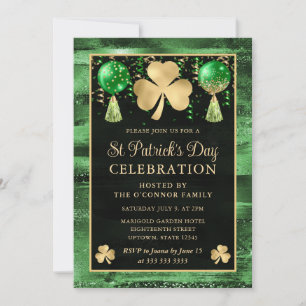 Invitation Trèfle élégant vert et or St Patrick's Day