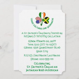 Invitation Trèfle Jamaïque Irlande États-Unis Texte personnal