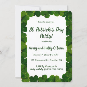 Invitation Trèfle modifiable Fête de la Saint-Patrick