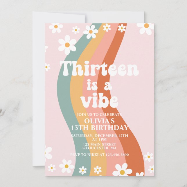 Invitation Treize est une ambiance anniversaire 13 ans groovy (Devant)