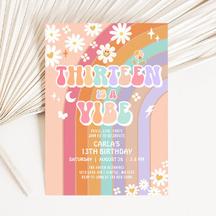 Invitation TREIZE est une Vibe Daisy Groovy 13e Anniversaire