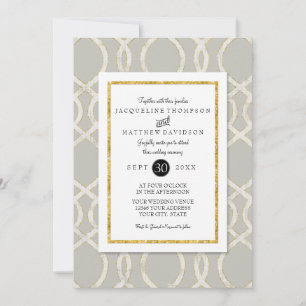 Invitation Trellis moderne treillis Motif Typographie or