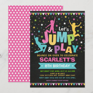 Invitation Trempoline Girly de Chambre de rebond de fête