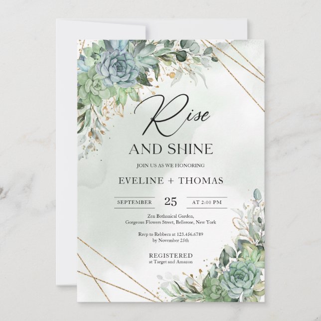 Invitation Trenden succulents eucalyptus or levent et brillen (Devant)