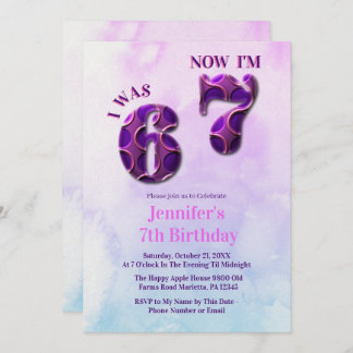 Invitation Trending 6 7 Meme Six Seven Girl Birthday