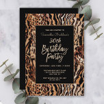 Invitation Trendy Animal Print 30th Birthday Party<br><div class="desc">Celebrate her 30th birthday in trendy style with this custom Safari style invitation. It features a wild animal print pattern in earthy shades of brown, tan, beige and black with a stripes and spots pattern. A chic black background frames your custom text in style. Personalize the text template with your...</div>