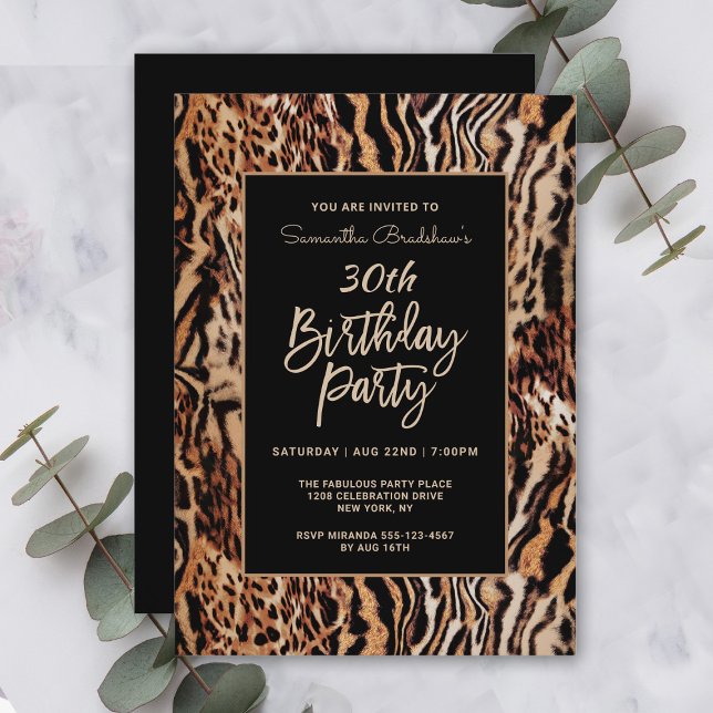 Invitation Trendy Animal Print 30th Birthday Party (Créateur téléchargé)