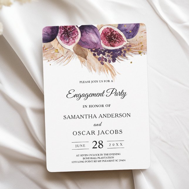 Invitation Trendy Beauty Figs Violets & Pampas (Créateur téléchargé)