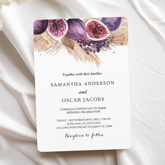 Invitation Trendy Beauty Figs Violets & Pampas (Créateur téléchargé)