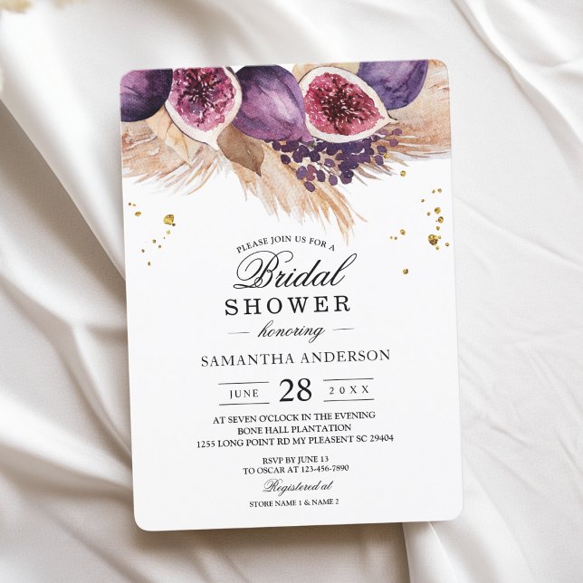 Invitation Trendy Beauty Figues Violettes & Pampas (Créateur téléchargé)