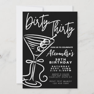 Invitation Trendy Black & White Dirty Trente 30e anniversaire