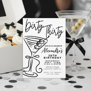 Invitation Trendy Black & White Dirty Trente 30e anniversaire