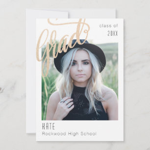 Invitation Trendy Faux Gold Sparkle Grad Faire-part/invitatio