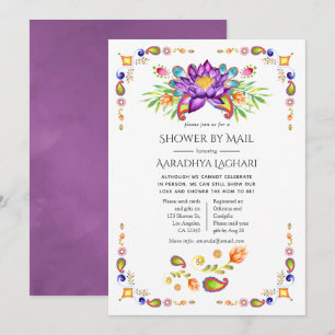 Invitation Trendy Floral Paisley Indian Douche par courrier