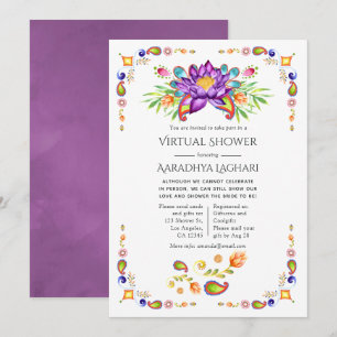 Invitation Trendy Floral Paisley Indian Virtual Douche