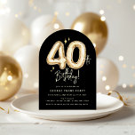 Invitation Trendy Gold Forty Balloons 40th Birthday Party<br><div class="desc">Make your 40th birthday celebration unforgettable with our customizable invitation featuring watercolor gold foil balloon numbers 40 on a timeless black background. Edit it to make it yours and set the tone for a party everyone will remember.</div>