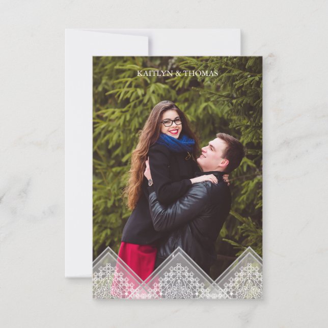 Invitation Trendy Lace Transparency Wedding Photo Instant (Devant)