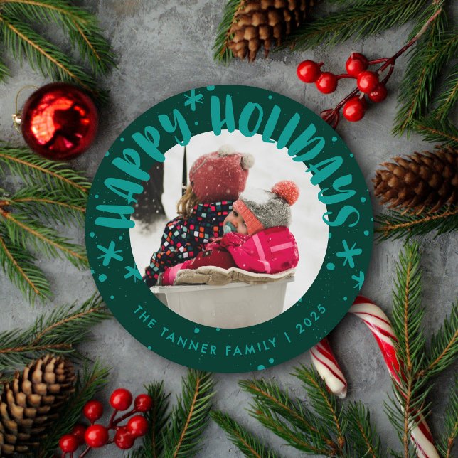 Invitation Trendy Modern Handwritten Holiday Photo Card (Créateur téléchargé)