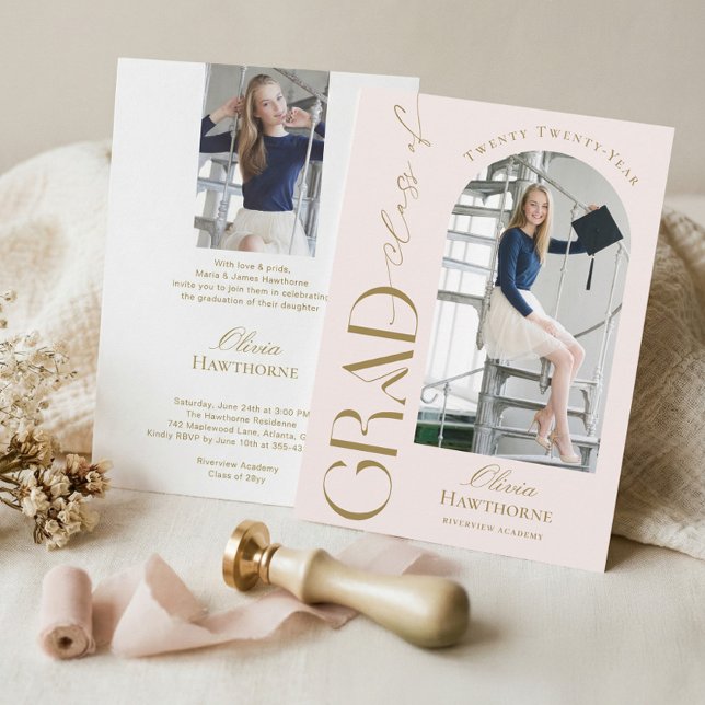 Invitation Trendy Modern Minimal Arch Photo Graduation Party (Trendy Modern Minimal Arch Photo Graduation Party Invitation)