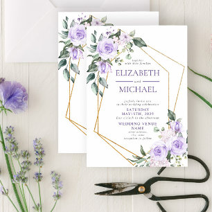 Invitation Trendy Or Géométrique Lilac Floral Spring Invitati