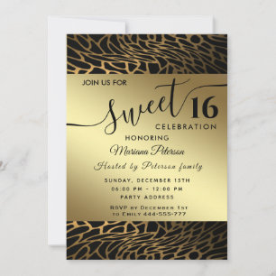 Invitation Trendy or noir abstrait léopard doux 16 invit