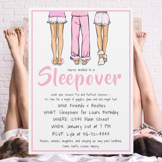 Invitation Trendy Pajama Sleepover / Girls PJ Party (Créateur téléchargé)