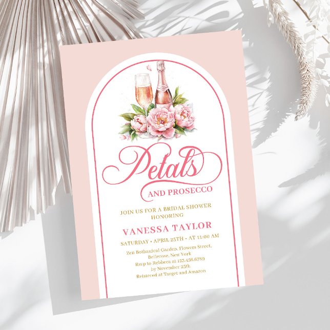 Invitation Trendy petals and prosecco blush gold celebration (Trendy petals and prosecco blush gold celebration Invitation)