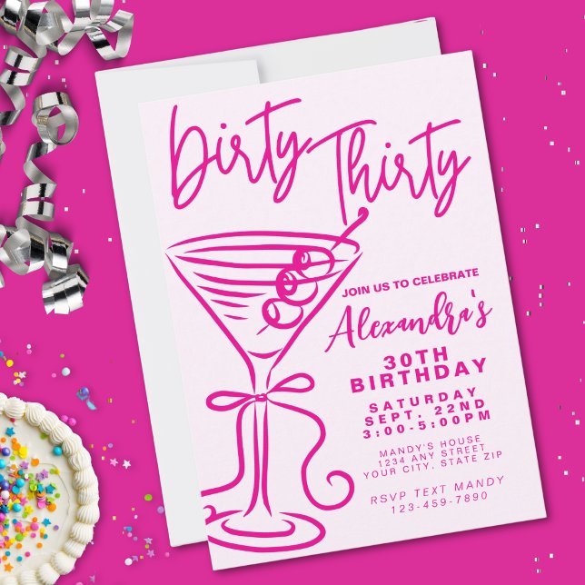 Invitation Trendy Pink Dirty Trente 30e anniversaire (Créateur téléchargé)