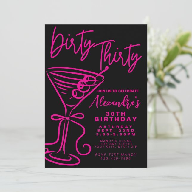 Invitation Trendy Pink Dirty Trente 30e anniversaire (Debout devant)