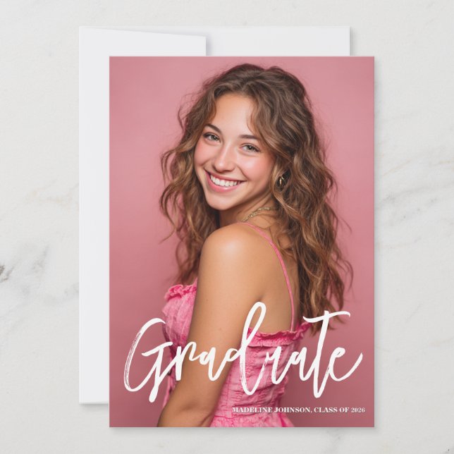 Invitation Trendy Pink Photo 2026 Graduation Party (Devant)