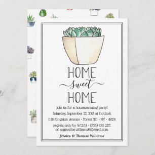 Invitation Trendy Poted Succulent Plante Houseécher Party
