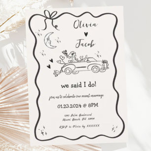 Invitation Trendy Quirky Hand Drake Wavy We Elopoped Mariage