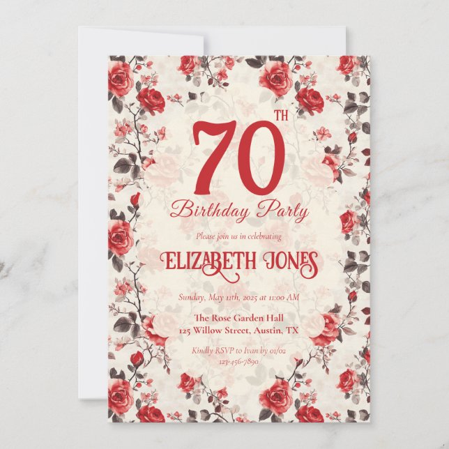 Invitation Trendy Rose Flower Daughter’S Birthday (Devant)