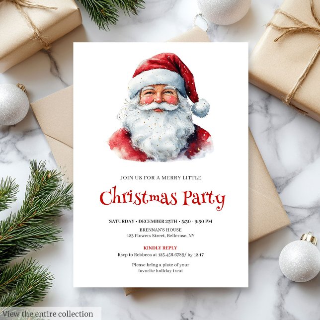 Invitation Trendy Santa Claus Watercolor Kids Party Invites (Trendy Santa Claus Watercolor Kids Party Invitation

)