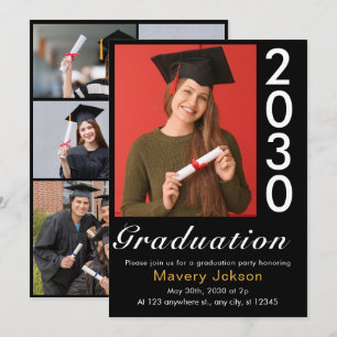 Invitation Trendy Simple Modern Photo Graduation Décontractée