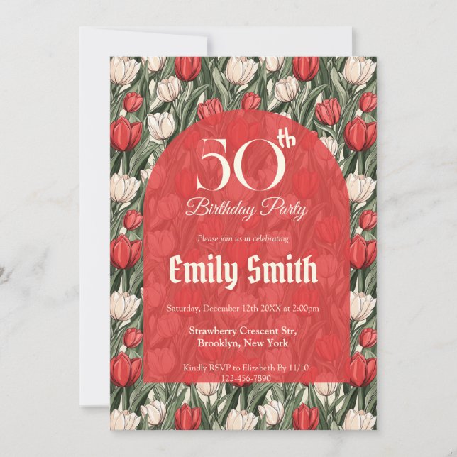 Invitation Trendy Tulip Fantasy First Birthday Gift (Devant)