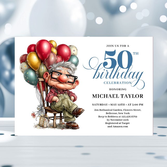 Invitation Trendy Whimsical Man 50th Birthday Funny Humor   (Trendy Whimsical Man 50th Birthday Funny Humor Invitation

)