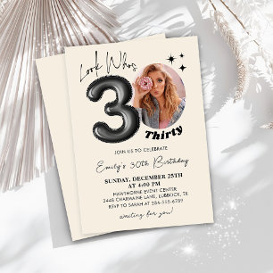 Invitation Trente 30e anniversaire Black Modern Photo Invitat