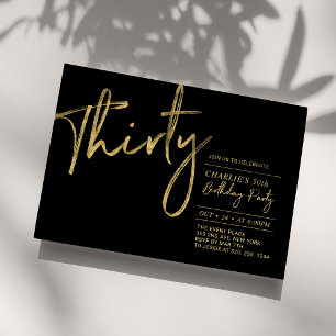 Invitation Trente   Black & Gold Modern 30th Birthday Party