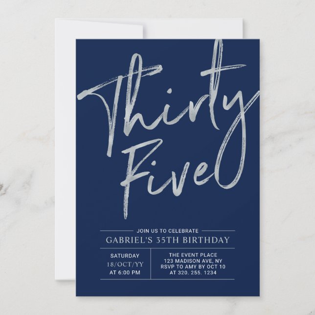Invitation Trente-Cinq | Soirée d'anniversaire 35 ans Argent  (Devant)