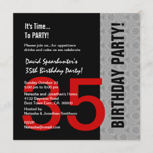 Invitation trente-cinquième Anniversaire ou tout noir argenté