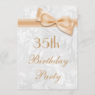 Invitation trente-cinquième Damassé de fête d'anniversaire et