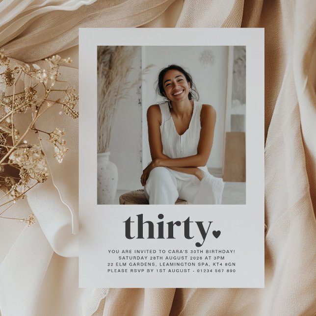 Invitation Trente Coeurs Photo Carré Anniversaire (Créateur téléchargé)